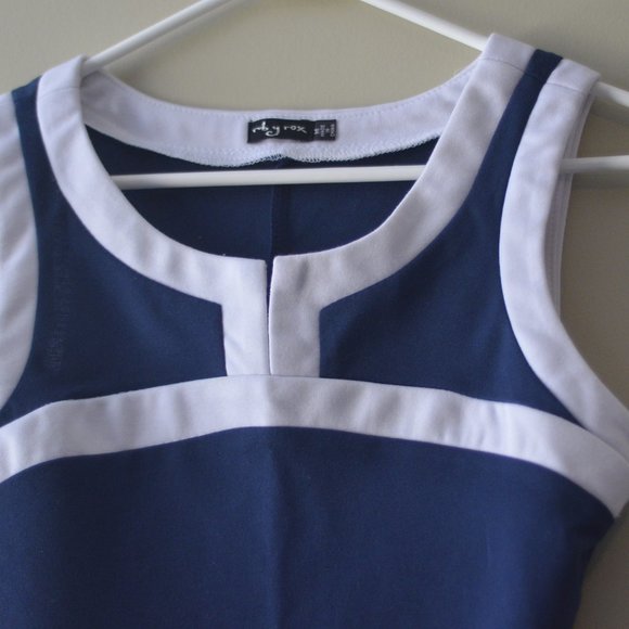 Ruby Rox Mod Retro Navy Mini Dress with Pockets Size M - Picture 3 of 3